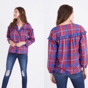 Madewell Plaid Ruffle Shirt - NWT - S